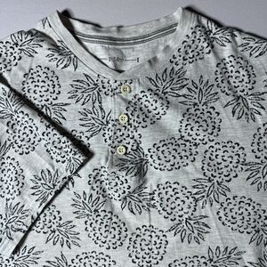 PD&C Mens Large Short Sleeve T Shirt 3 Button Collar Pineapple All Over Print